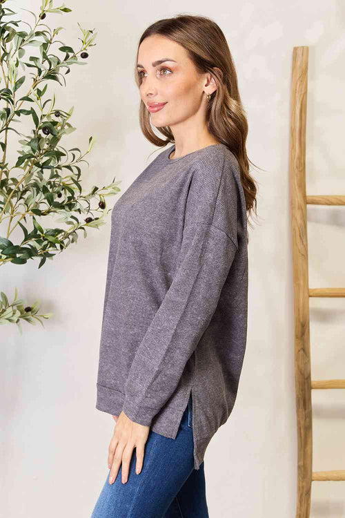 Lilian Drop Shoulder Slit Sweatshirt