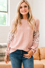 Leopard Sequined Drop Shoulder Knit Top