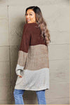 Savannah Woven Right Color Block Rib-Knit Longline Cardigan