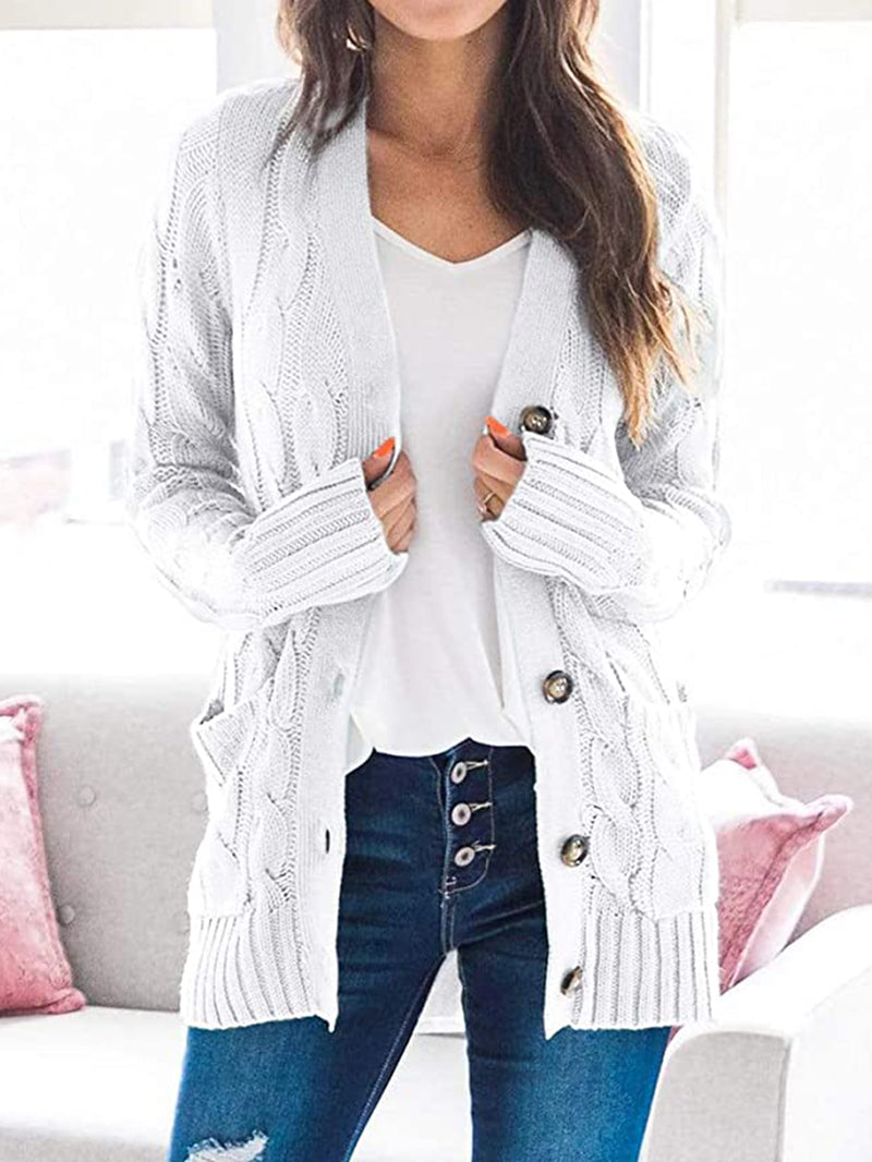 Rashelle Cable-Knit Button Cardigan