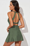 Angela Halter Neck Open Back Swim Dress