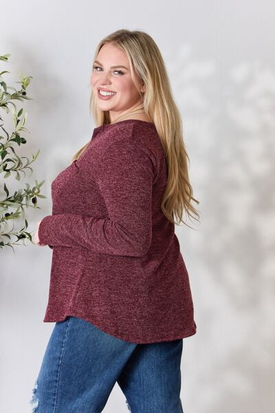 Kayla Notched Long Sleeve Top