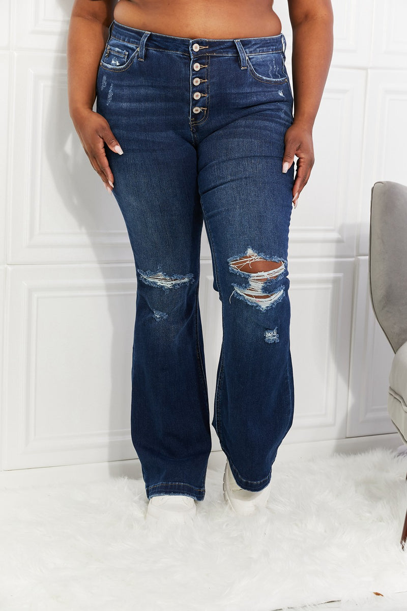 Reese Midrise Button Fly Flare Kancan Jeans