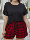 Plus Size Selena Tee Shirt and Plaid Shorts Lounge Set