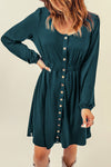 Button Down Long Sleeve Dress with Pockets- 3 Colors