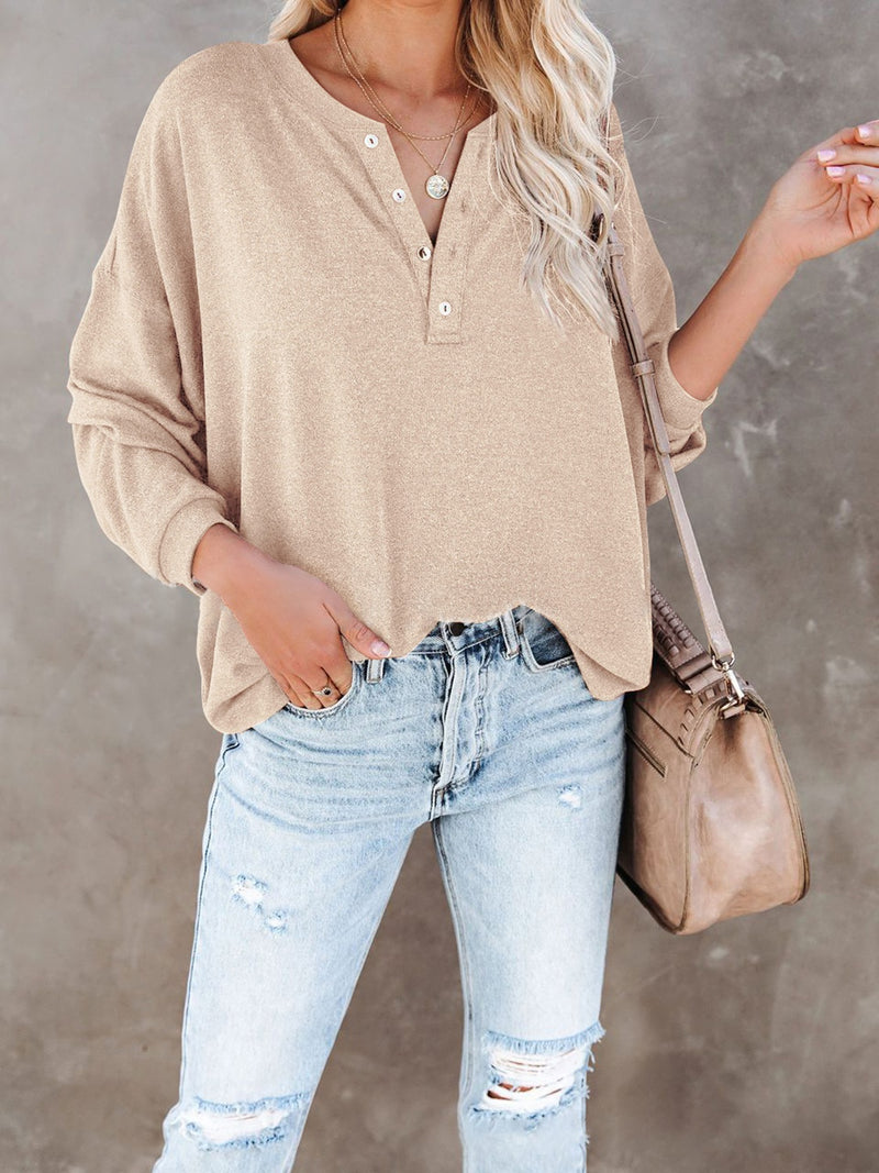 Janelle Buttoned Drop Shoulder Top