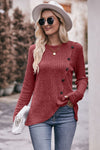 Destiny Ribbed Buttoned Long Sleeve Tee