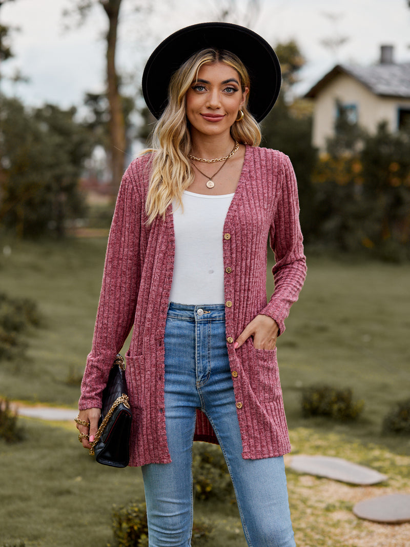 Stella Ribbed Button-Up Cardigan