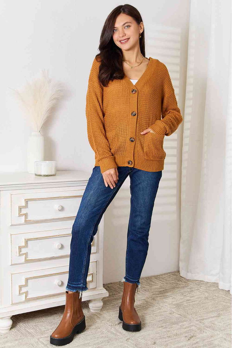 Lucy Drop Shoulder Button Down Cardigan with Pockets