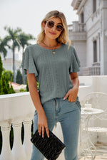 Eyelet Flutter Sleeve Top