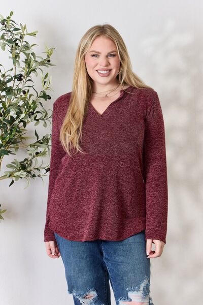 Kayla Notched Long Sleeve Top