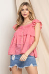 Avery Buttoned Ruffled Top