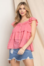 Avery Buttoned Ruffled Top