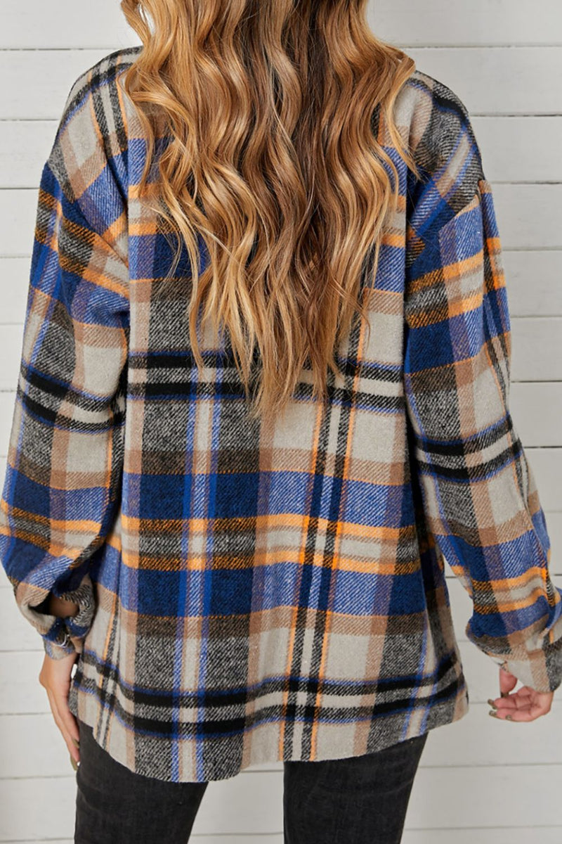 Emmie Plaid Pocketed Button Down Shacket