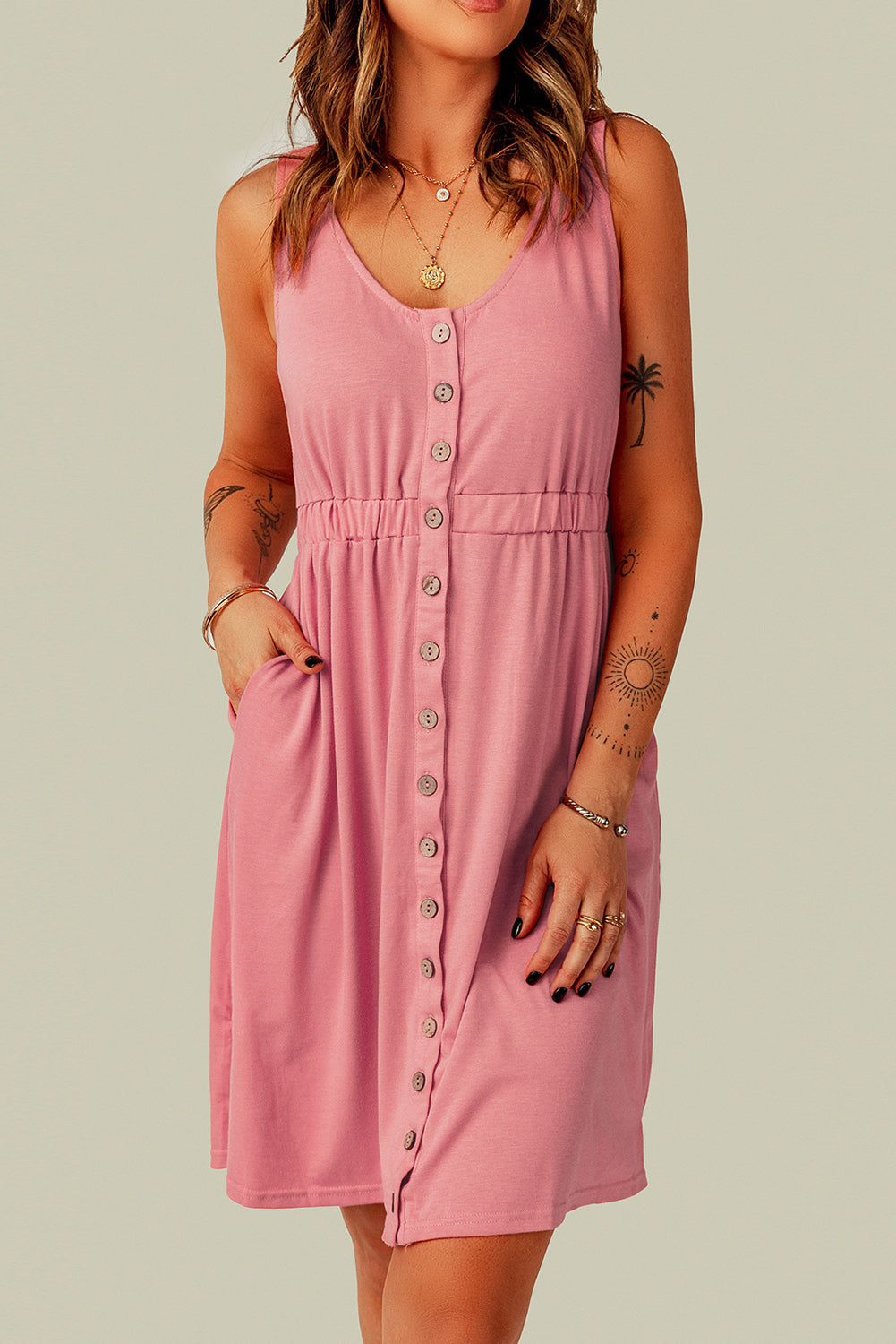 Penelope Sleeveless Button Down Mini Dress