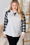 Kristie Plaid Raglan Sleeve Round Blouse