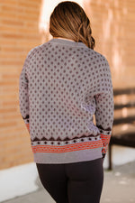 Ella Geometric Pattern Dropped Shoulder Sweater