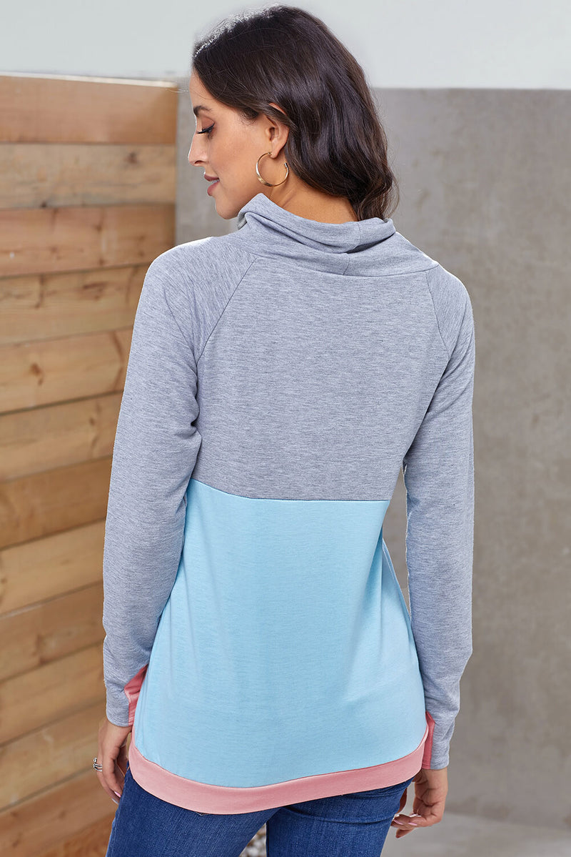 Color Block Raglan Sleeve Drawstring Sweatshirt- 5 Colors