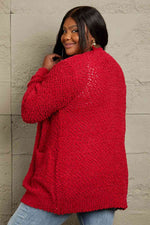 Falling For You Popcorn Cardigan in Red