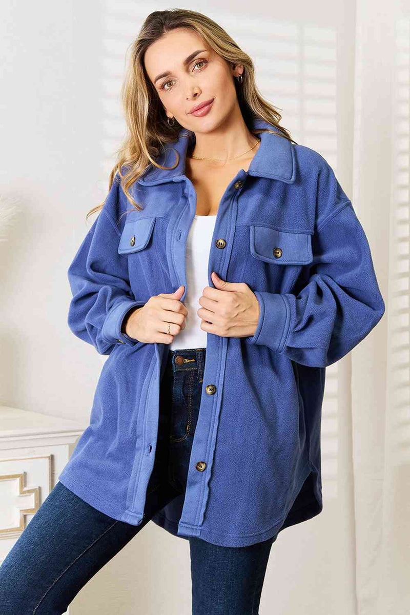 Claire Cozy Girl Full Size Button Down Shacket