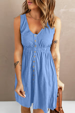 Penelope Sleeveless Button Down Mini Dress