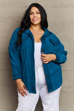 Cozy in the Cabin Fleece Shacket in Teal