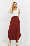 It's My Time Side Scoop Scrunch Skirt in Dark Rust