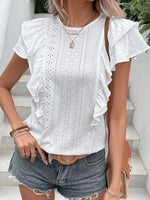 Sasha Eyelet Butterfly Sleeve Round Neck Blouse