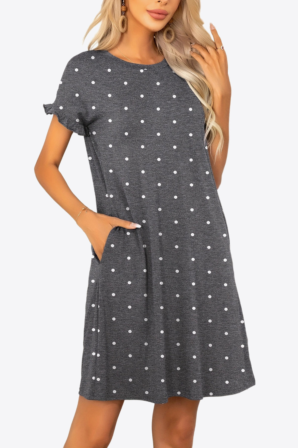 Rainey Flounce Sleeve Dress with Pockets