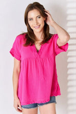 Jennifer Raw Hem Short Sleeve Top