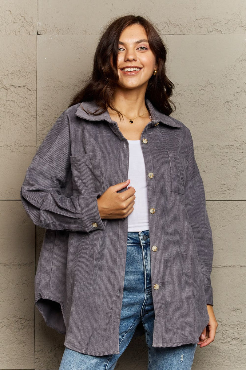 Harmony Dropped Shoulder Button-Down Jacket