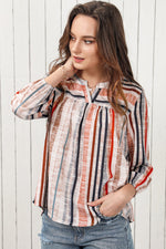 Jenica Multicolored Stripe Notched Neck Top