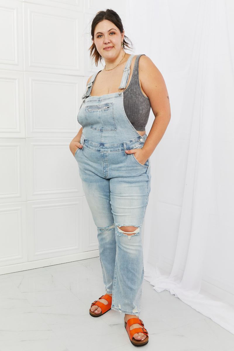 Melina Distressed Straight Leg Judy Blue  Overalls