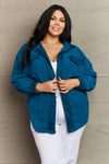 Cozy in the Cabin Fleece Shacket in Teal