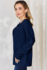 Lucy Ribbed Half Button Long Sleeve