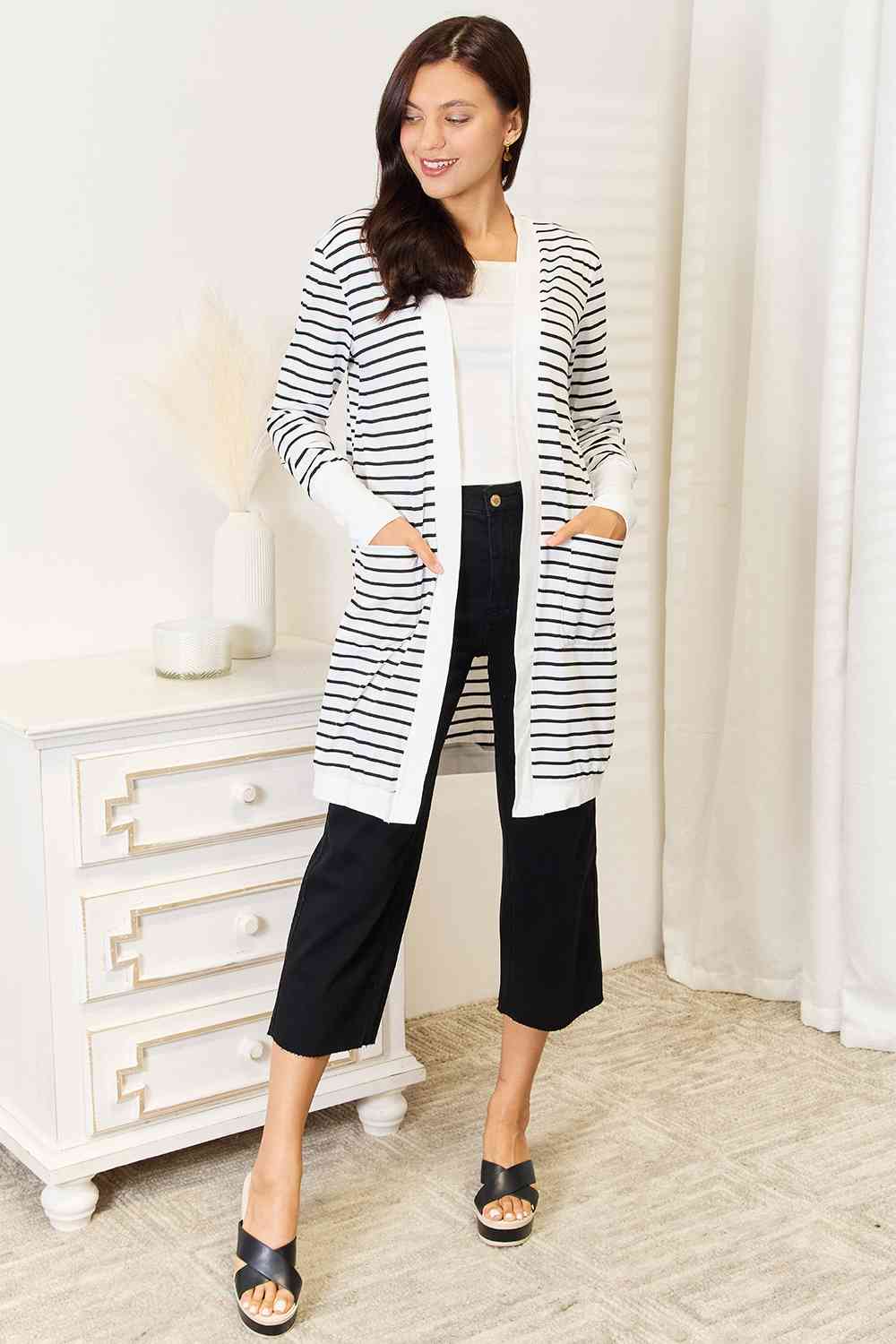 Ava Striped Longline Cardigan