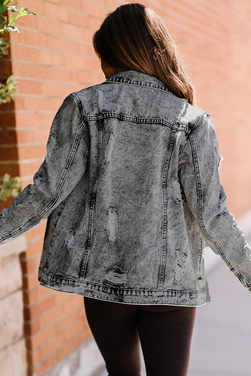 Acid Wash Distressed Denim Jacket- 3 Colors