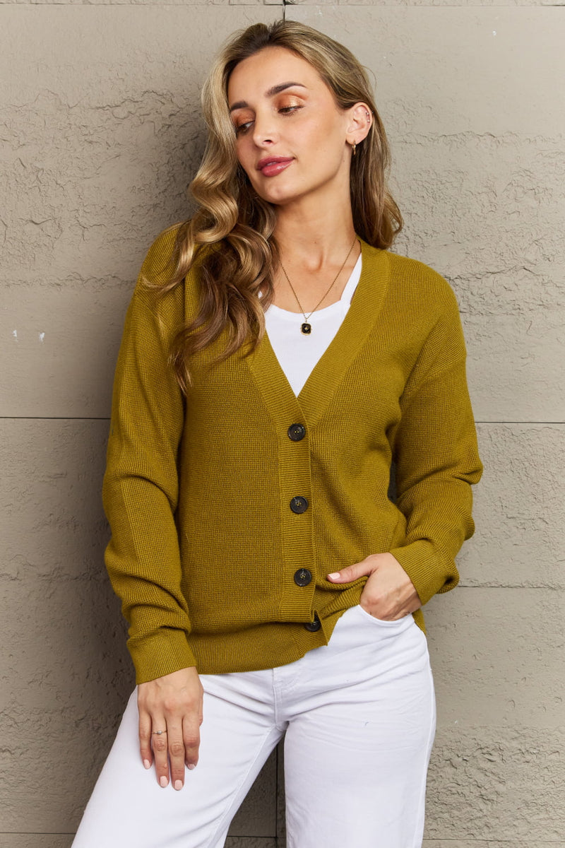 Kiss Me Tonight Button Down Cardigan in Chartreuse