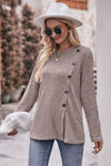 Desiree Ribbed Buttoned Long Sleeve Tee