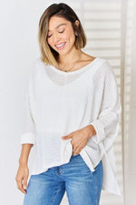 Rosie Waffle Knit V-Neck Slit Top