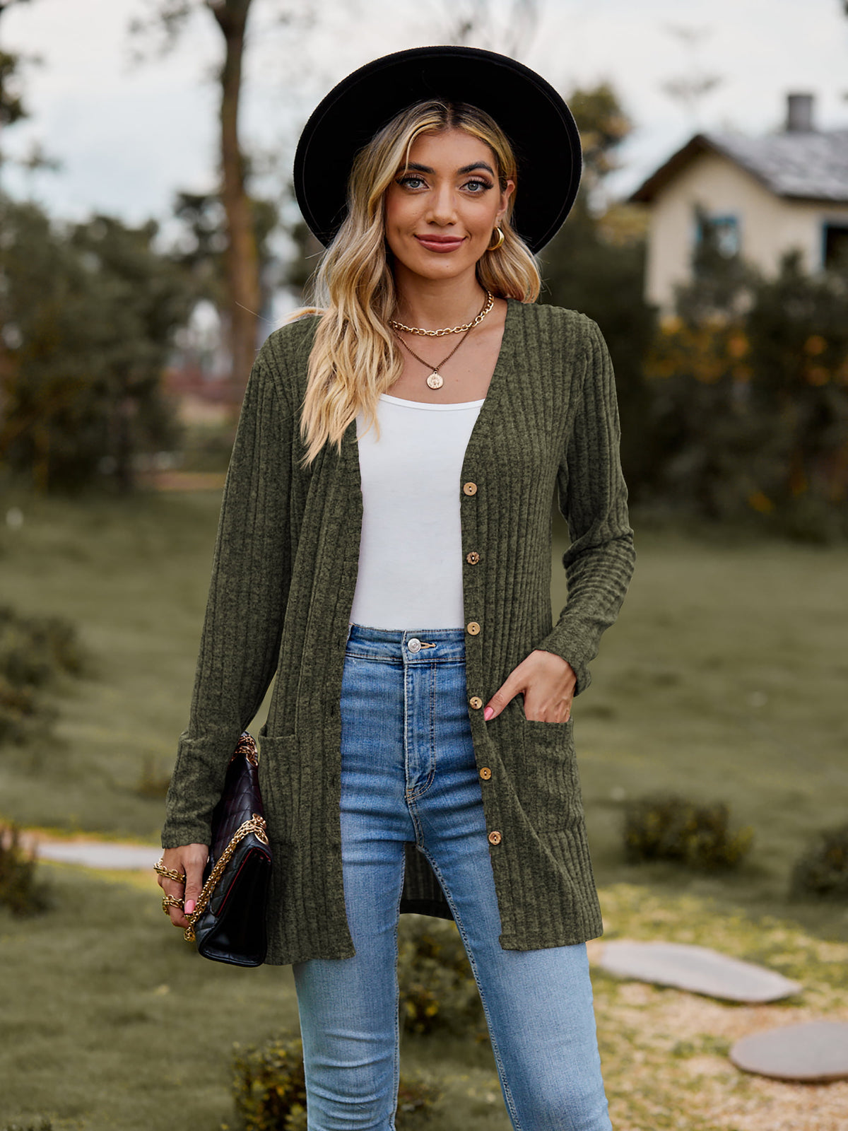 Stella Ribbed Button-Up Cardigan