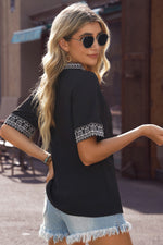 Jasmine Embroidered V-Neck Top