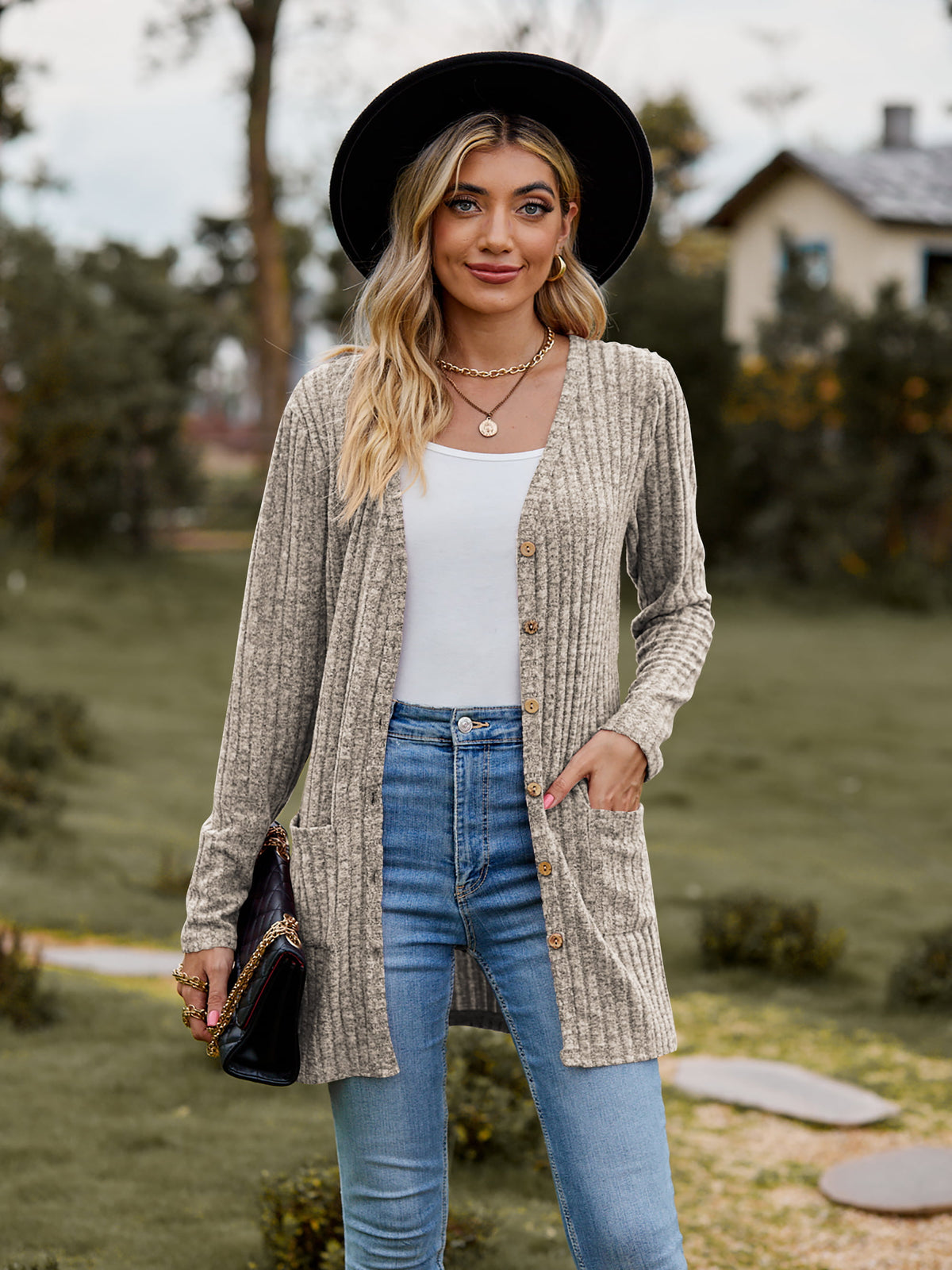 Stella Ribbed Button-Up Cardigan