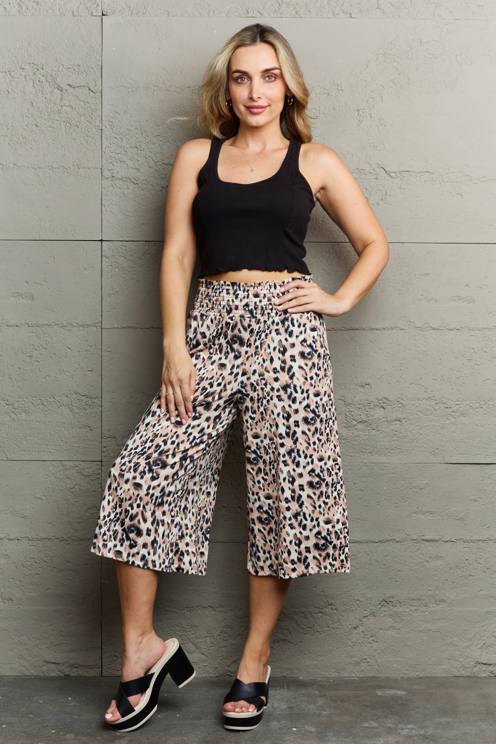 Leopard High Waist Flowy Wide Leg Pants