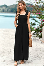 Brinley Frill Trim Tie Shoulder Wide Leg Jumpsuit