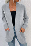 Kendall Open Front Rib-Knit Cardigan with Pockets