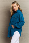 Cozy in the Cabin Fleece Shacket in Teal