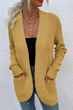 Kendall Open Front Rib-Knit Cardigan with Pockets