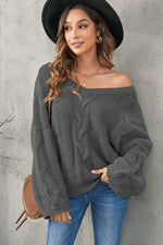 Jillian Cable Knit V-Neck Sweater