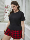 Plus Size Selena Tee Shirt and Plaid Shorts Lounge Set
